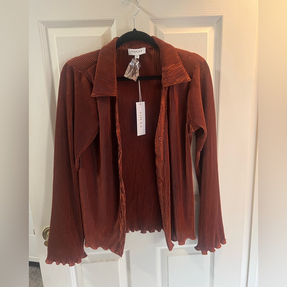 Gilli Terracotta Pleated Shirt